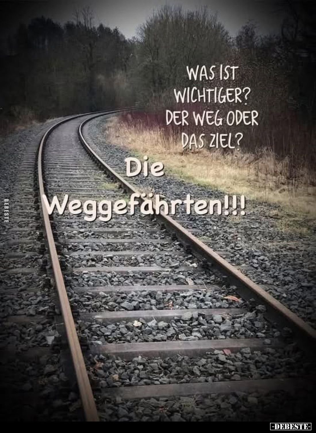 Was ist wichtiger?
Der Weg oder das Ziel?
-
Die Weggefährten!!!