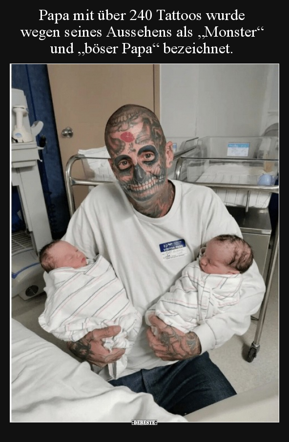 Papa mit über 240 Tattoos wurde wegen seines Aussehens als.. - Lustige Bilder | DEBESTE.de