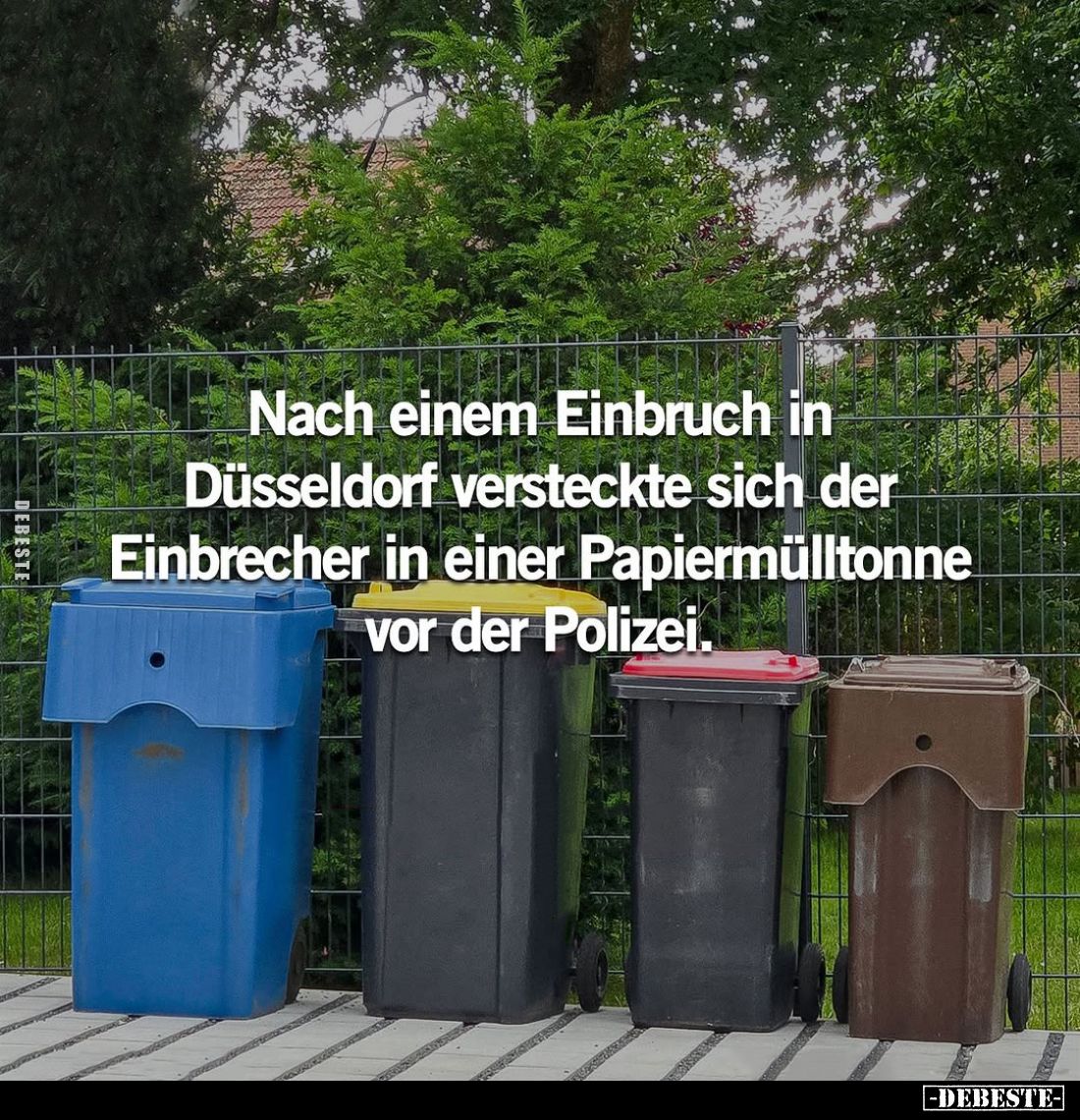 Nach einem Einbruch in Düsseldorf versteckte sich der Einbrecher in einer Papiermülltonne vor der Polizei.
