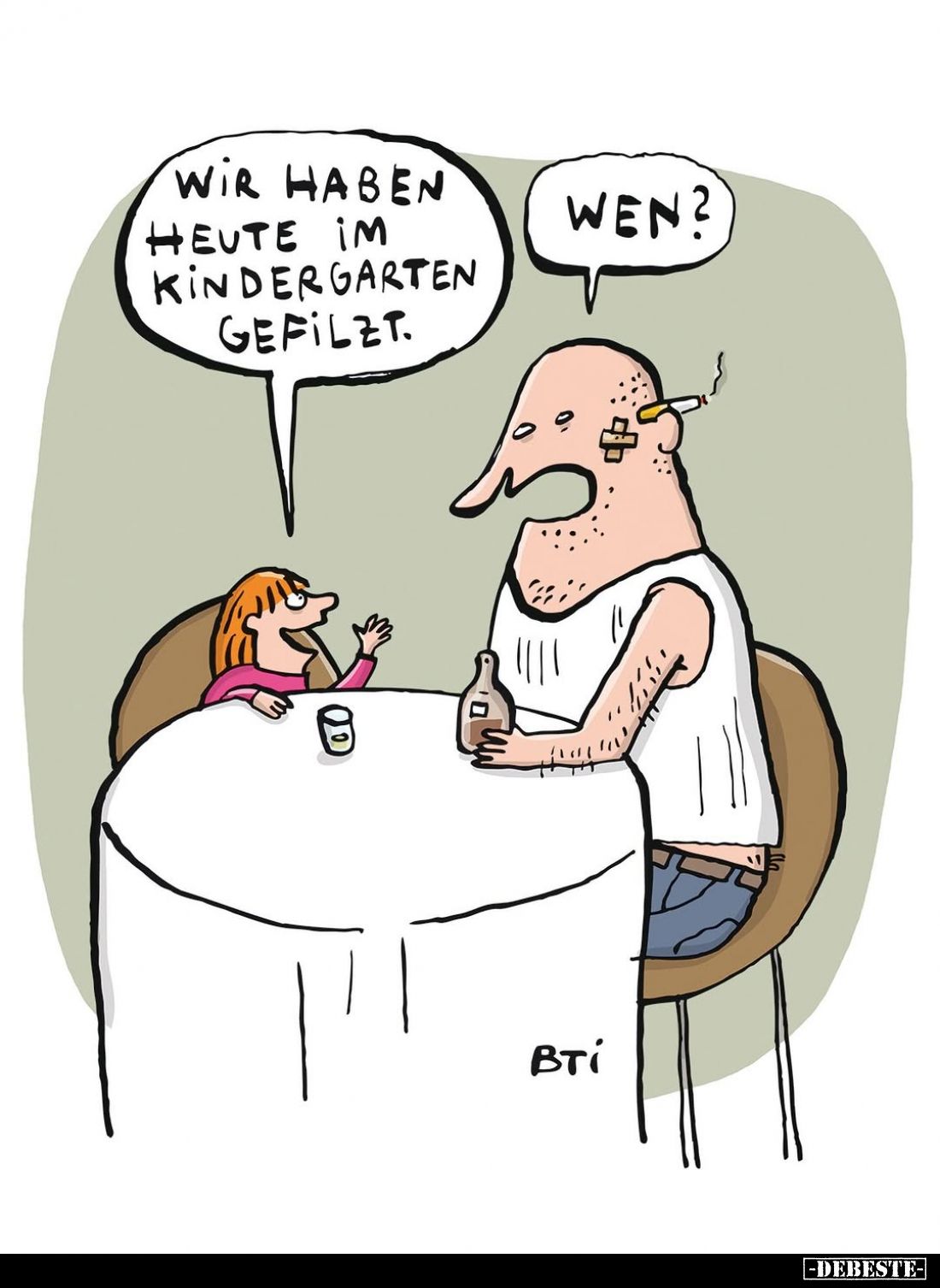 Wir haben heute im Kindergarten gefilzt. -
Wen?