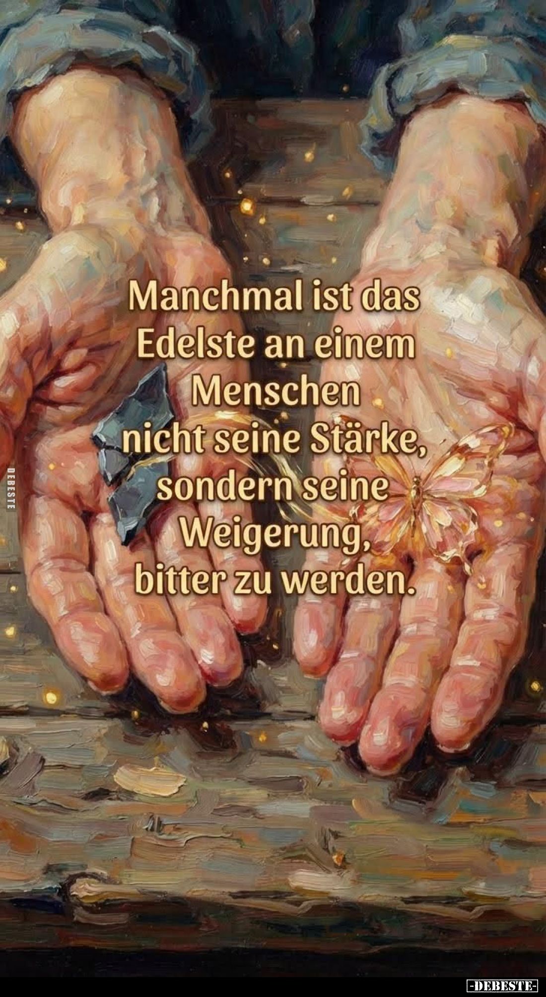 Manchmal ist das Edelste an einem Menschen nicht seine Stärke, sondern seine Weigerung, bitter zu werden.