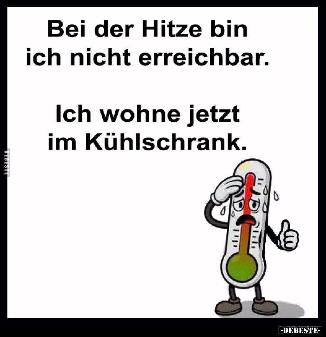Bei der Hitze bin
ich nicht erreichbar.
Ich wohne jetzt
im Kühlschrank.