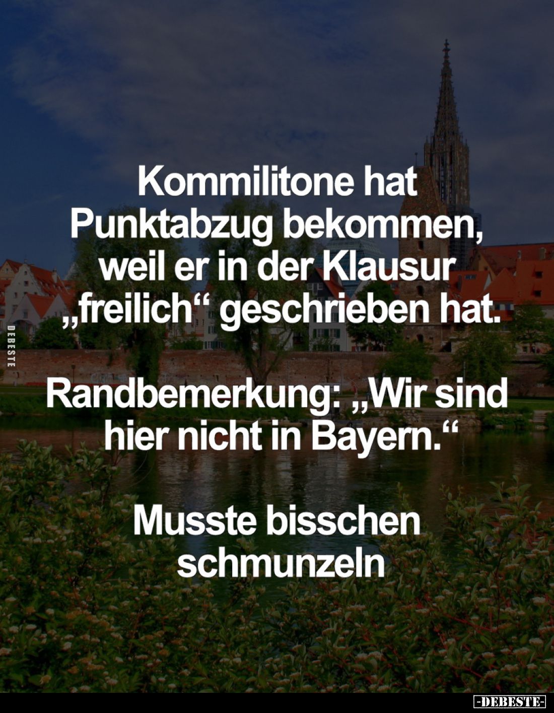 Kommilitone hat Punktabzug bekommen, weil er in der Klausur "freilich" geschrieben hat.
Randbemerkung: "Wir s...