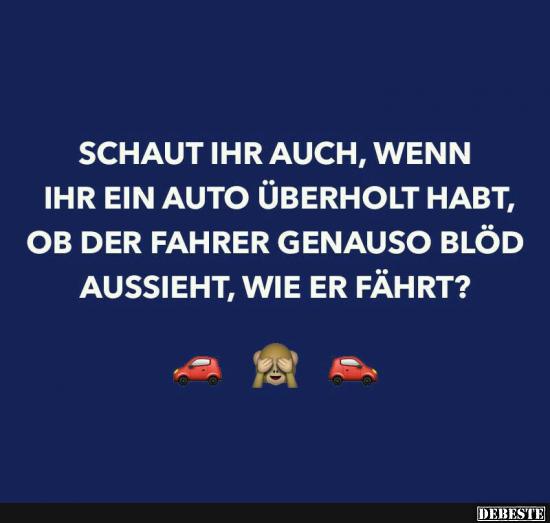 Schaut ihr auch, wenn ihr ein Auto überholt habt..