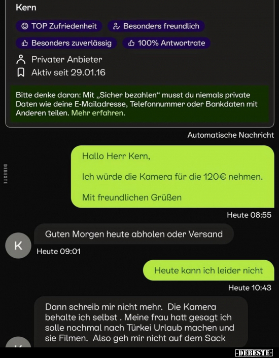 Hallo Herr Kern, Ich würde die Kamera für die 120€.. - Lustige Bilder | DEBESTE.de