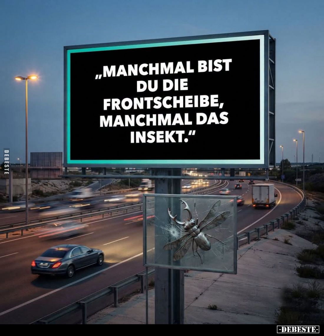 Manchmal bist du die Frontscheibe, manchmal das Insekt.