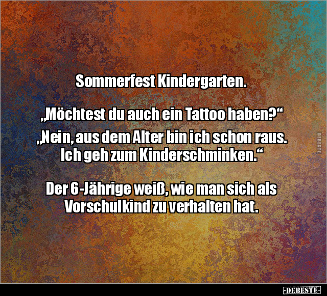 Sommerfest Kindergarten. "Möchtest du auch ein Tattoo.." - Lustige Bilder | DEBESTE.de
