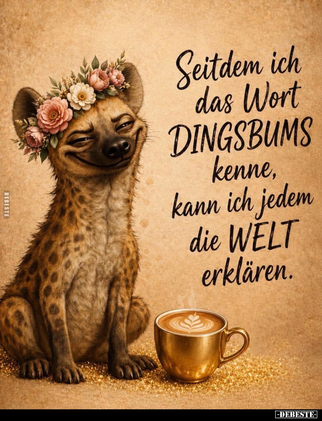 Seitdem ich das Wort DINGSBUMS kenne, kann ich jedem die WELT erklären.