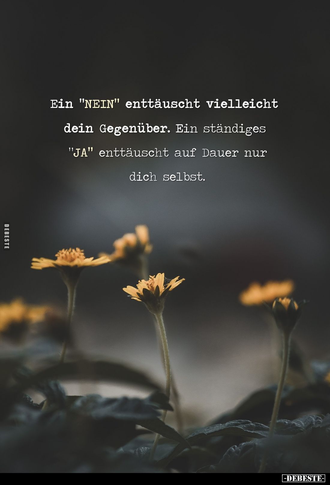Ein "NEIN" enttäuscht vielleicht dein Gegenüber. Ein ständiges "JA" enttäuscht auf Dauer nur dich selbst.