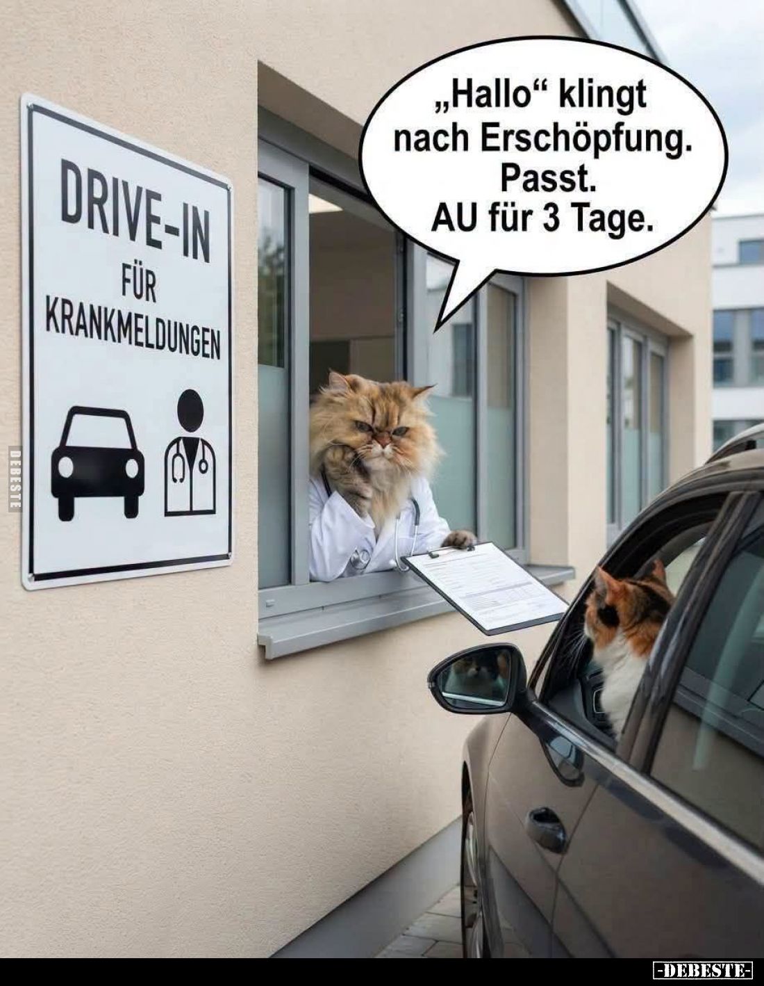 "Hallo" klingt nach Erschöpfung.
Passt.
AU für 3 Tage.