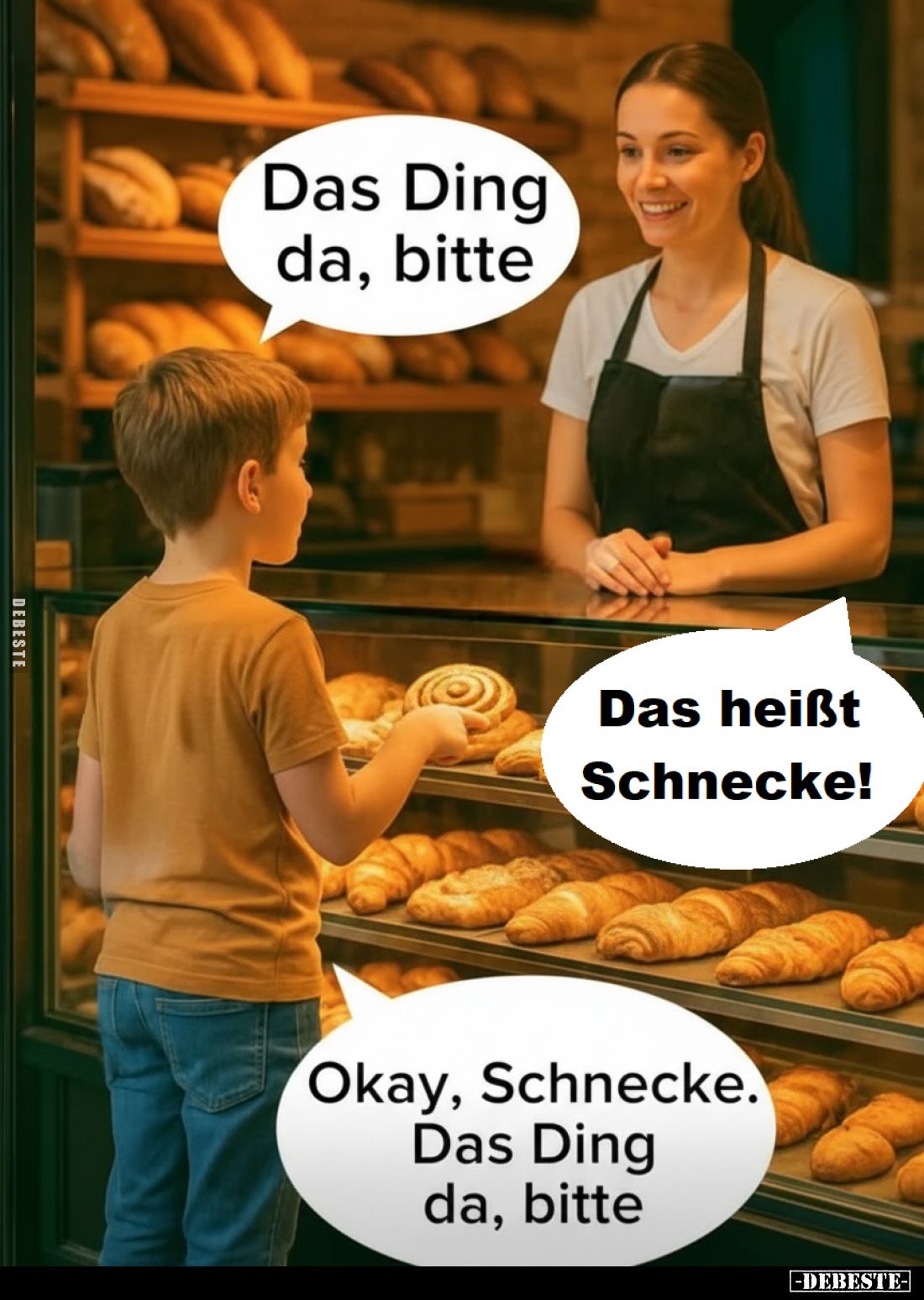 Das Ding da, bitte
-
Das heißt Schnecke!
-
Okay, Schnecke. Das Ding da, bitte
