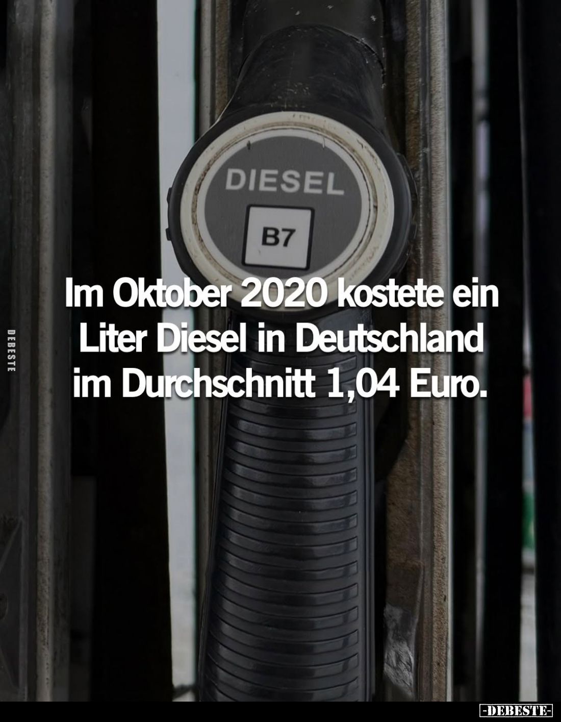 Im Oktober 2020 kostete ein Liter Diesel in Deutschland im Durchschnitt 1,04 Euro.