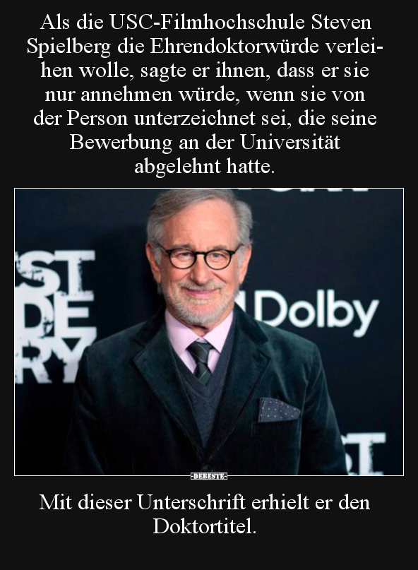 Als die USC-Filmhochschule Steven Spielberg die.. - Lustige Bilder | DEBESTE.de
