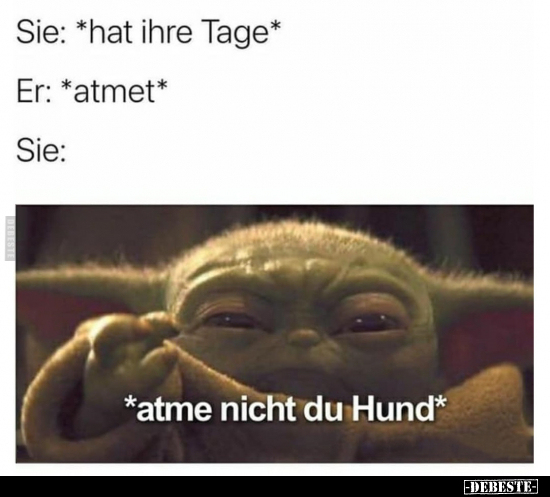 Sie: *hat ihre Tage*..