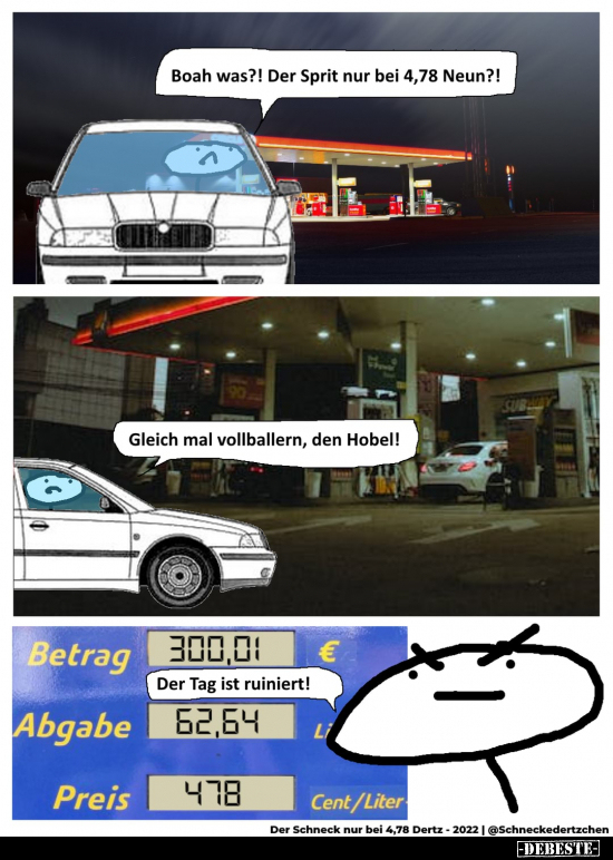 Boah was?! Der Sprit nur bei 4,78 Neun?!