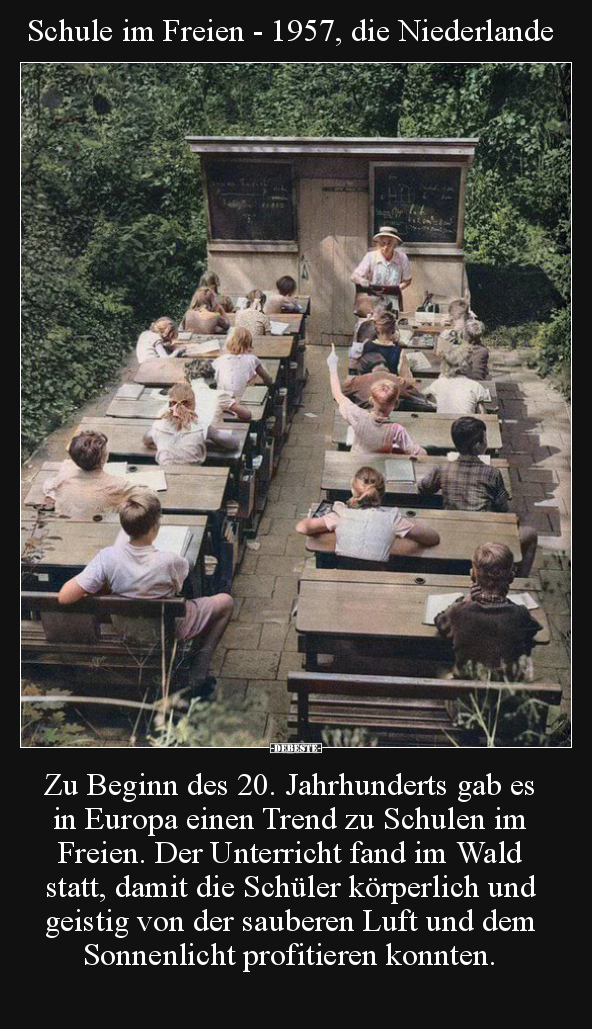 Schule im Freien - 1957, die Niederlande.. - Lustige Bilder | DEBESTE.de
