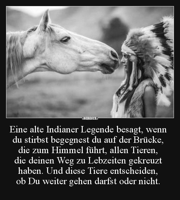 Eine alte Indianer Legende besagt, wenn du stirbst.. - Lustige Bilder | DEBESTE.de