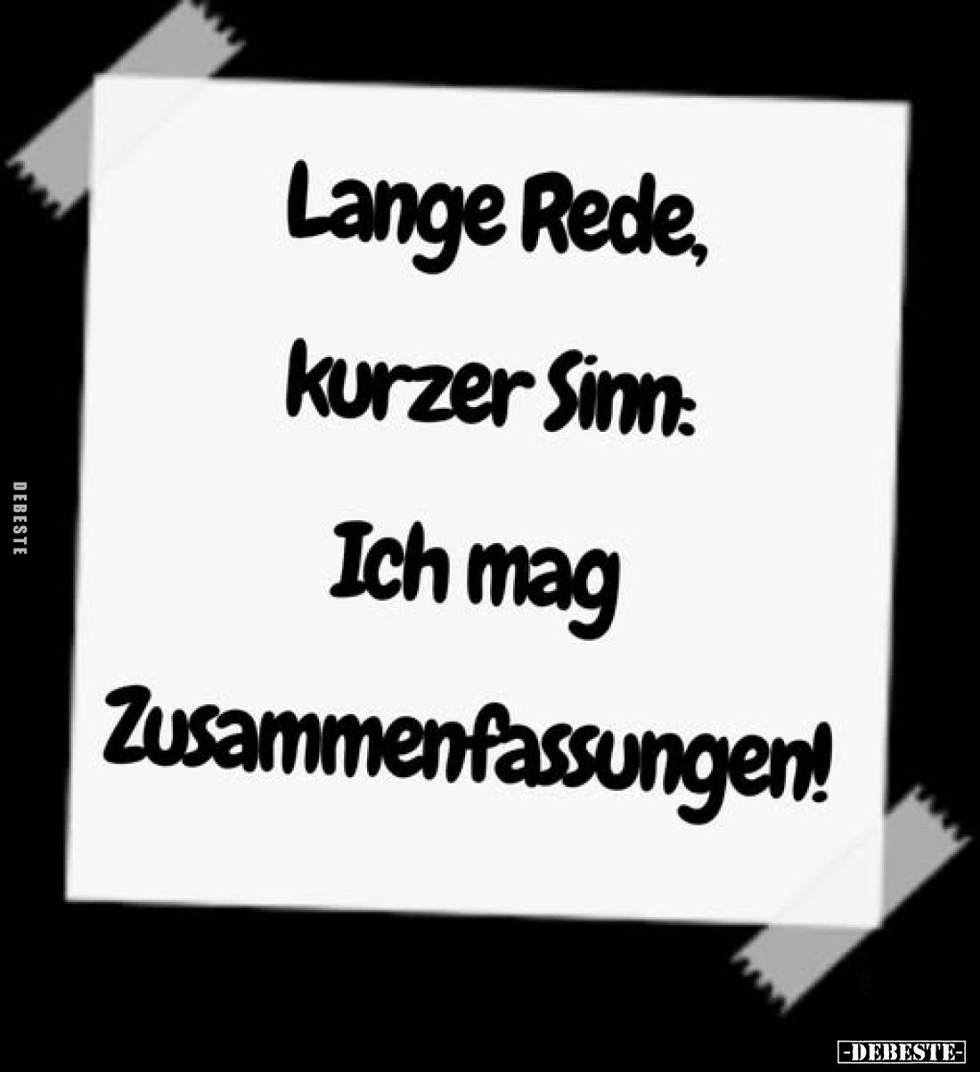 Lange Rede, kurzer Sinn: Ich mag Zusammenfassungen!