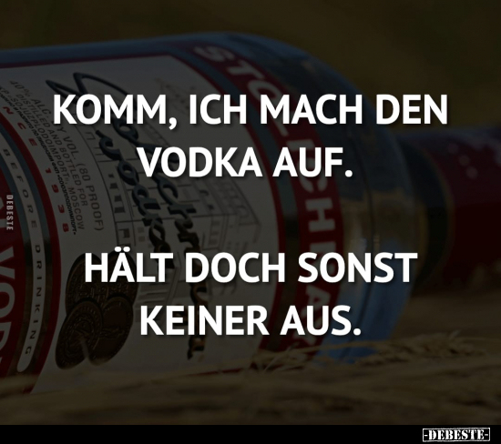 Komm, ich mach den Vodka auf. Hält doch sonst keiner.. - Lustige Bilder | DEBESTE.de
