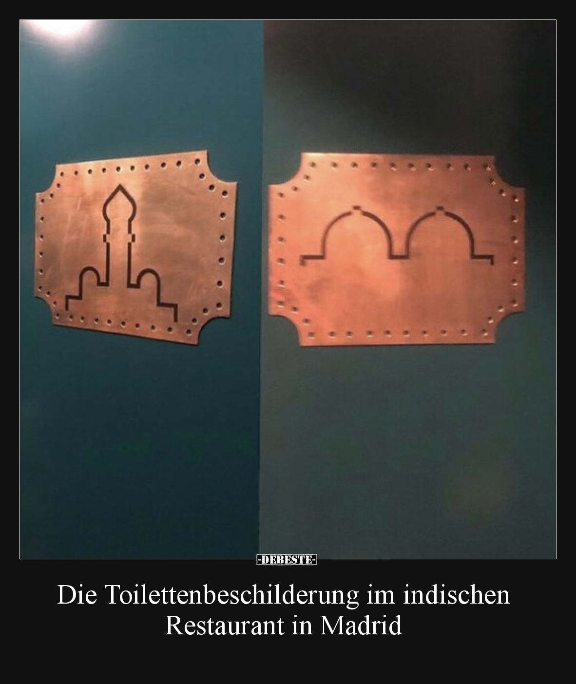 Die Toilettenbeschilderung im indischen Restaurant in Madrid