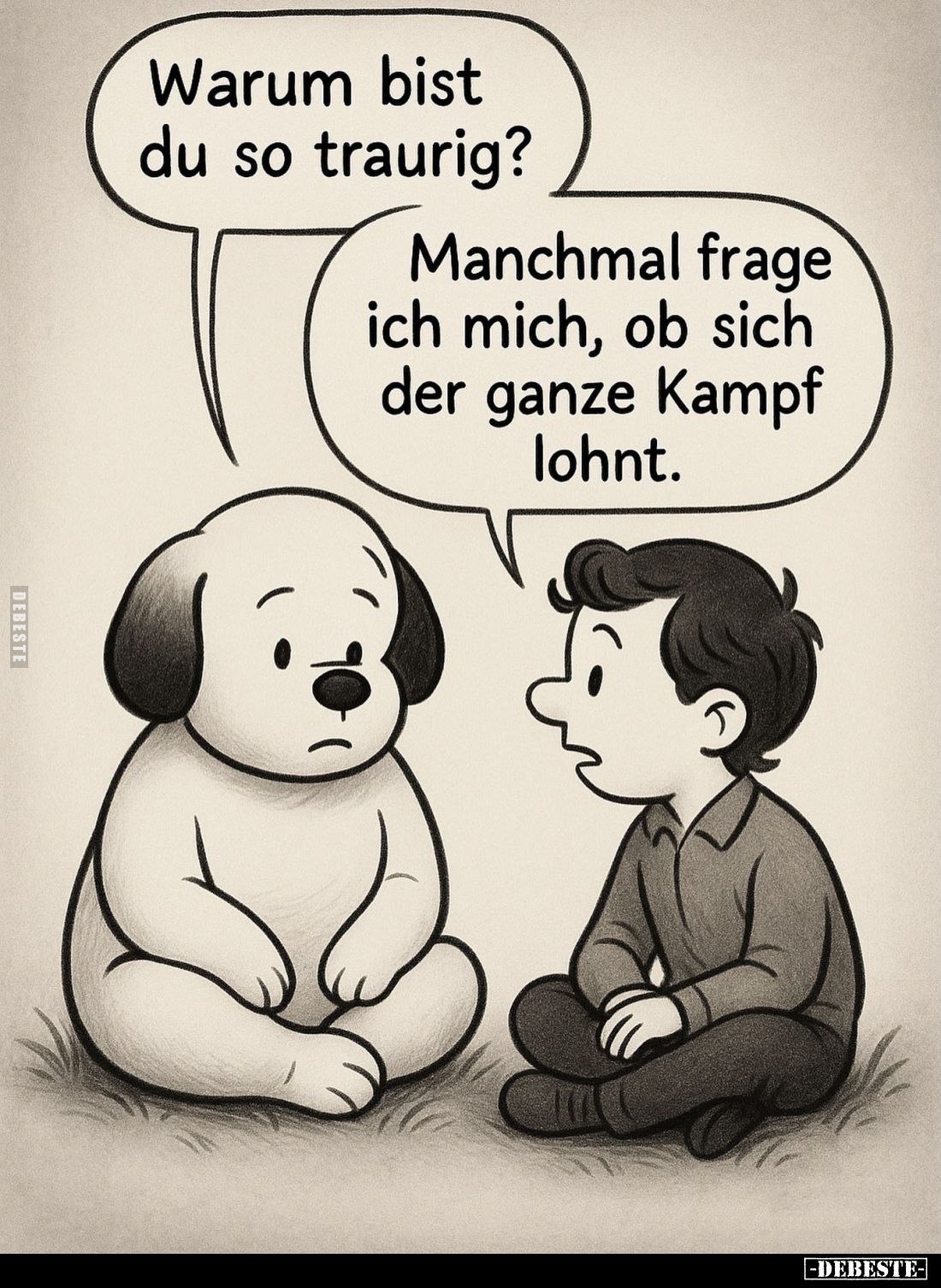Warum bist du so traurig?

Manchmal frage ich mich, ob sich der ganze Kampf lohnt.