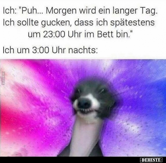 Ich: "Puh... Morgen wird ein langer Tag..."