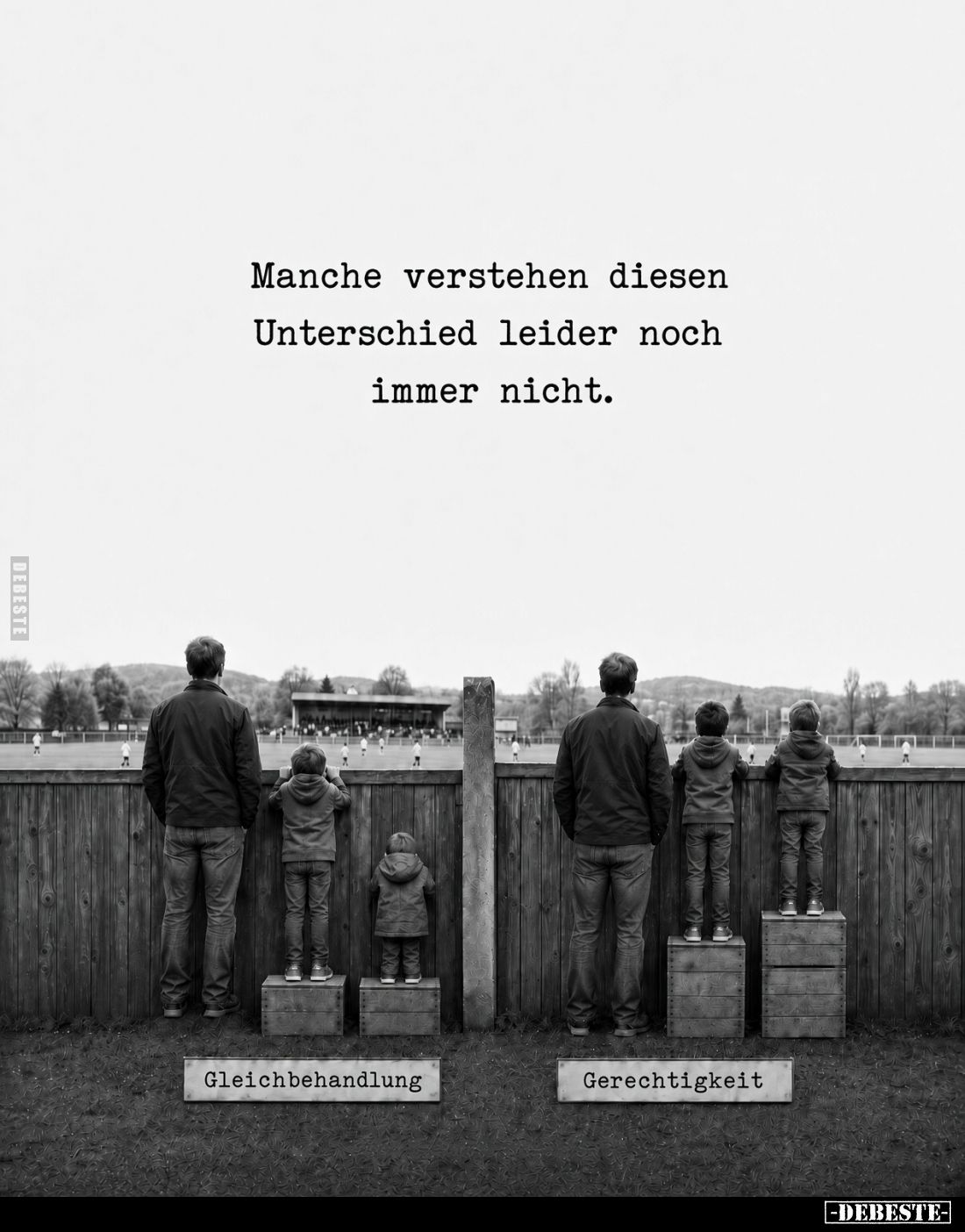 Manche verstehen diesen Unterschied leider noch immer nicht..
Gleichbehandlung.
Gerechtigkeit.