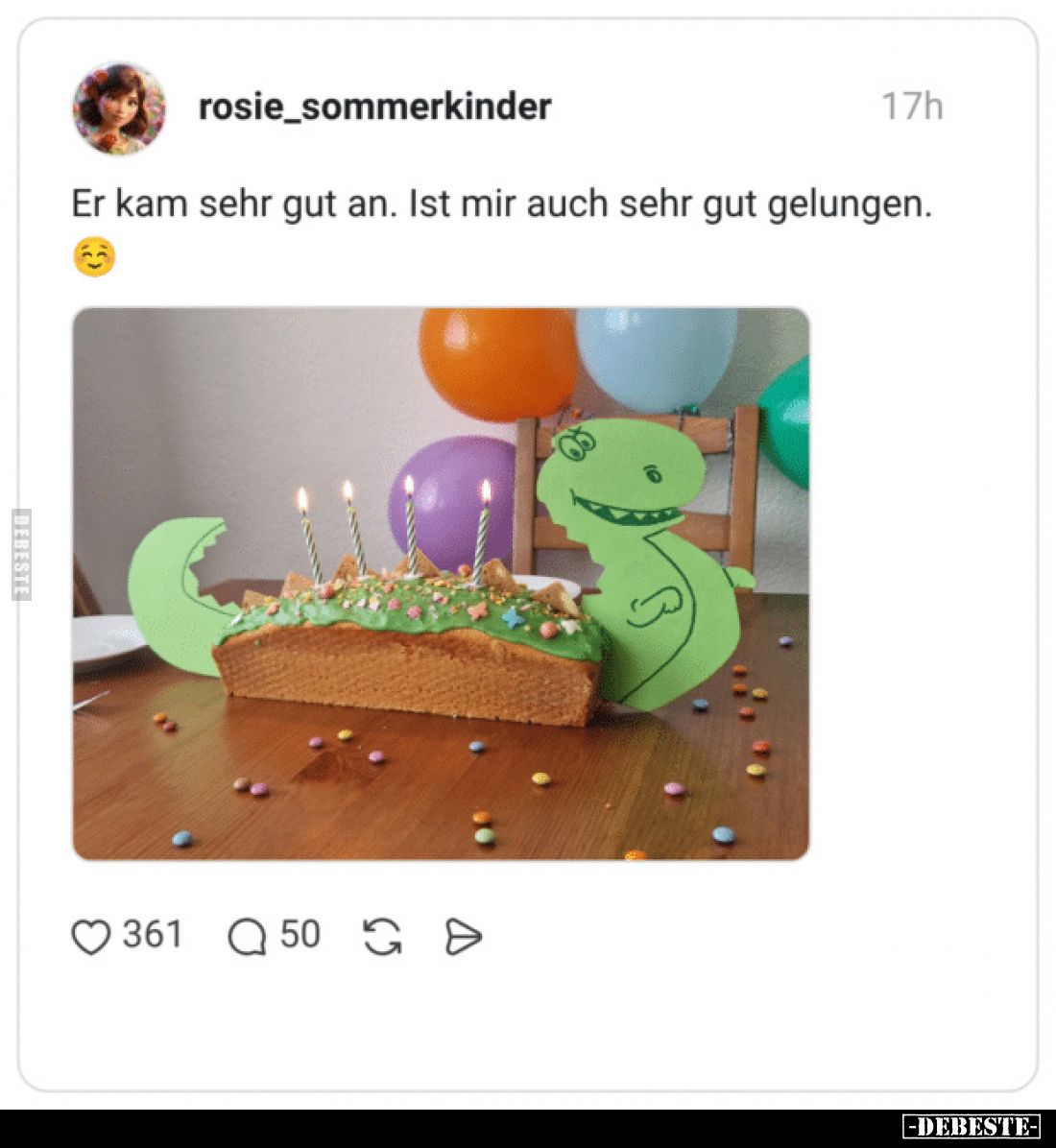 Er kam sehr gut an.
Ist mir auch sehr gut gelungen.