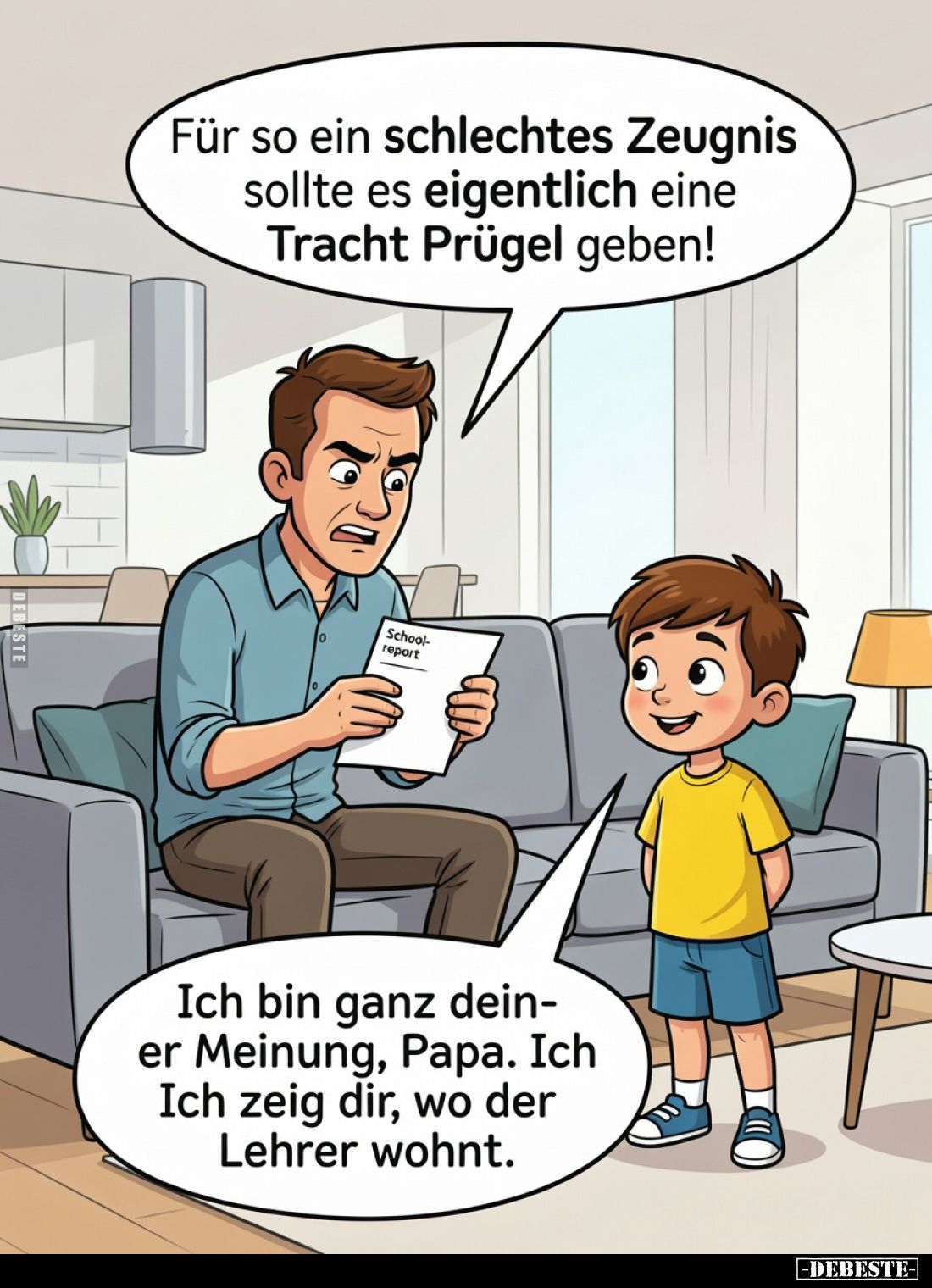 Für so ein schlechtes Zeugnis sollte es eigentlich eine.. - Lustige Bilder | DEBESTE.de