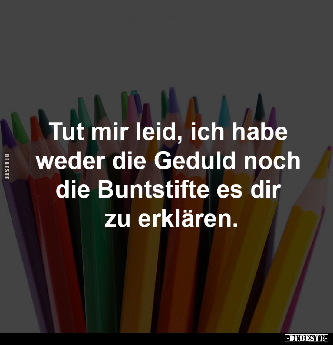 Tut mir leid, ich habe 
weder die Geduld noch 
die Buntstifte es dir 
zu erklären.