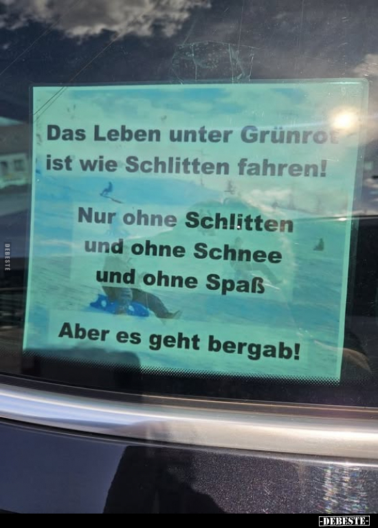 Das Leben unter Grünrot ist wie Schlitten fahren!.. - Lustige Bilder | DEBESTE.de