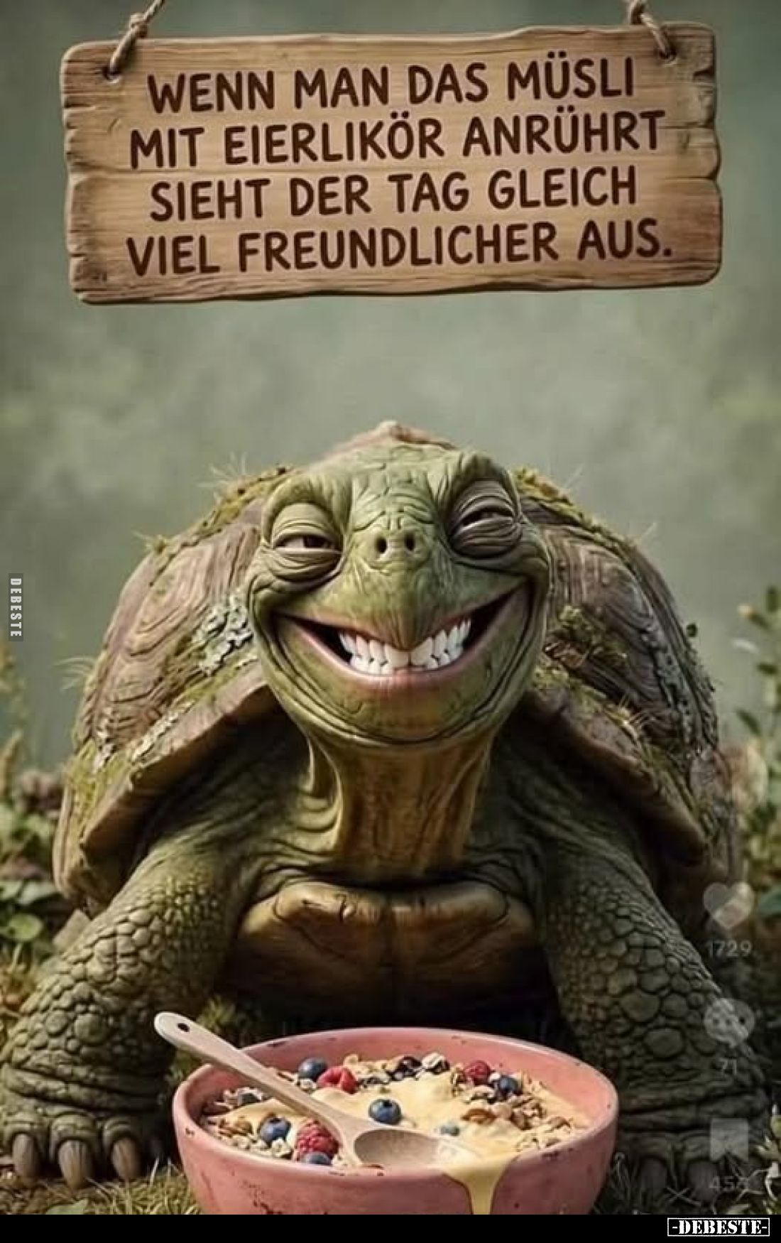 Wenn man das Müsli mit Eierlikör anrührt, 
sieht der Tag gleich viel freundlicher aus.