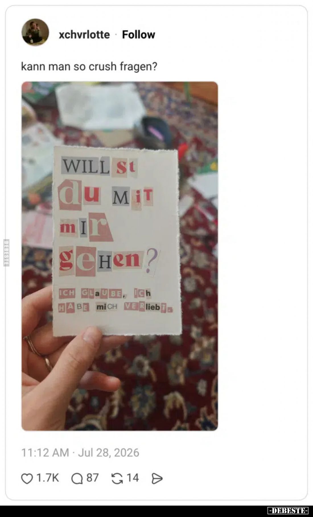 Kann man so crush fragen? - Willst du mit mir gehen?