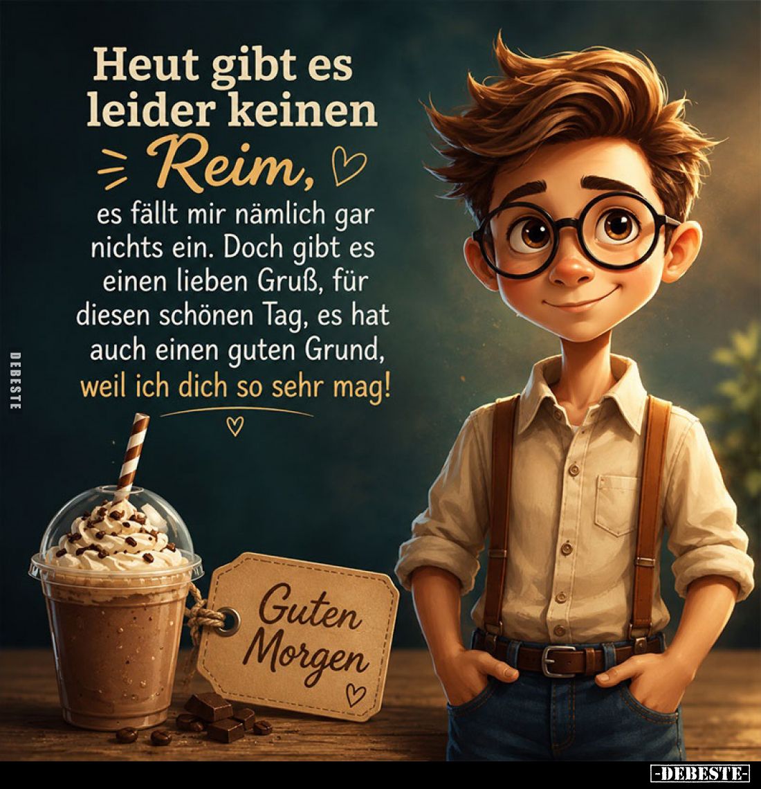 Heut gibt es leider keinen
Reim, es fällt mir nämlich gar nichts ein. Doch gibt es einen lieben Gruß, für diesen schönen Tag...