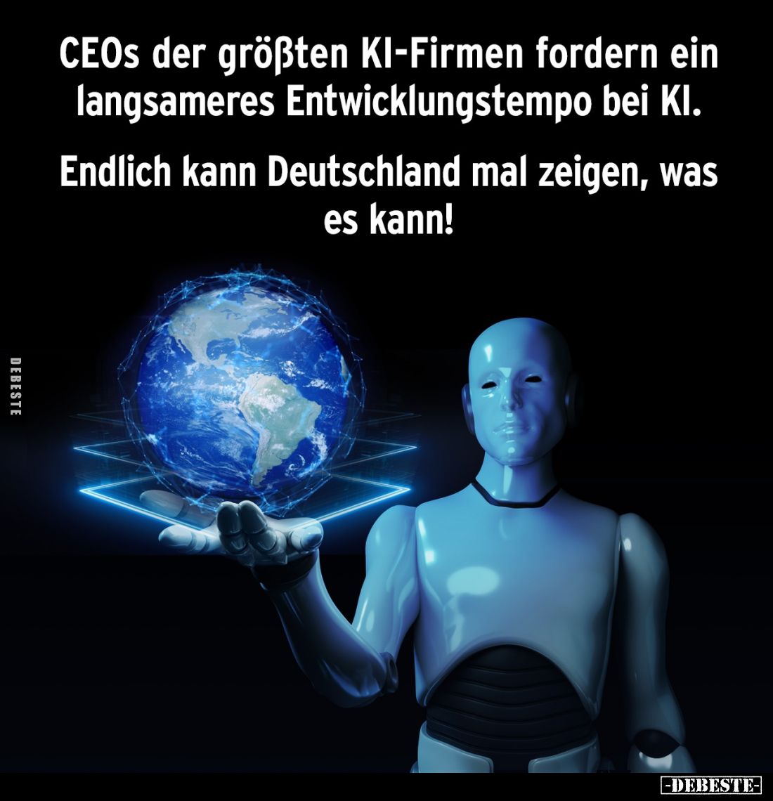 CEOs der größten KI-Firmen fordern ein langsameres Entwicklungstempo bei KI.
Endlich kann Deutschland mal zeigen, was es kan...