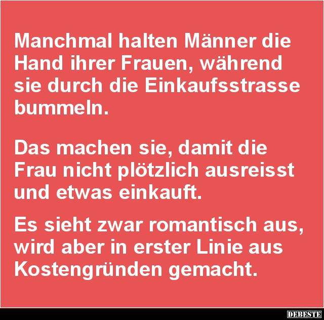 Manchmal halten Männer die Hand ihrer Frauen.. - Lustige Bilder | DEBESTE.de