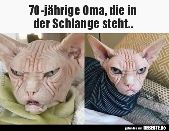 70-jährige Oma, die in der Schlange steht..