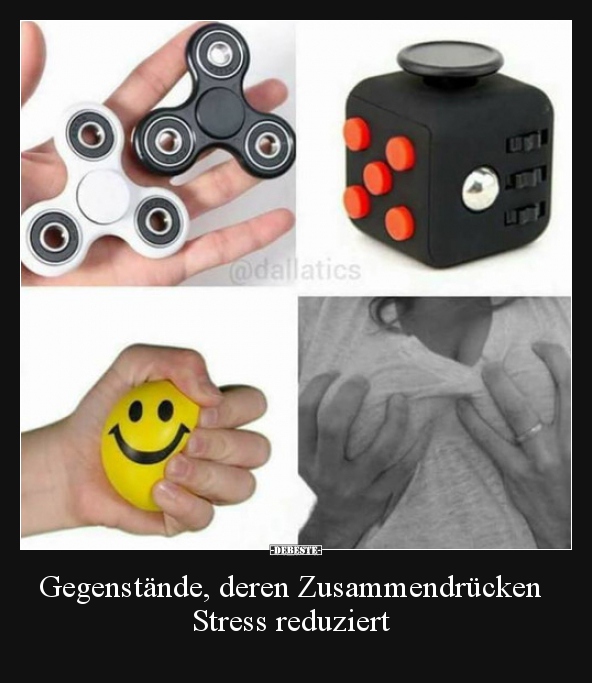 Gegenstände, deren Zusammendrücken Stress reduziert..