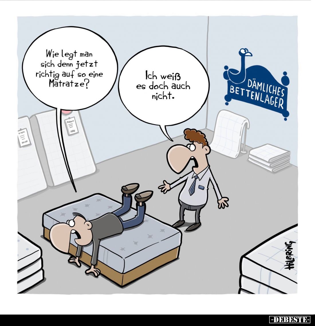 Wie legt man sich denn jetzt richtig auf so eine Matratze? -
Ich weiß es doch auch nicht.