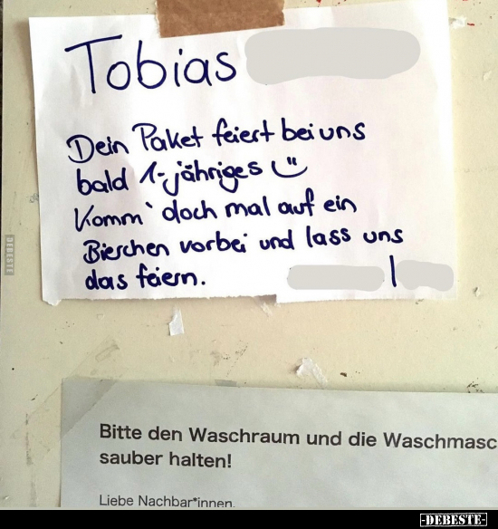 Tobias, Dein Paket feiert bei uns bald 1-jähriges... - Lustige Bilder | DEBESTE.de