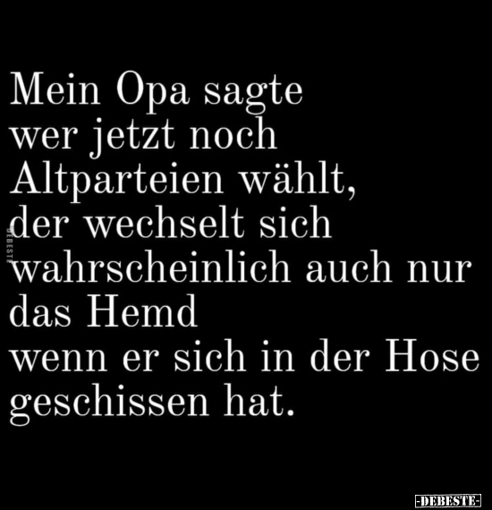 Mein Opa sagte wer jetzt noch Altparteien wählt, der.. - Lustige Bilder | DEBESTE.de