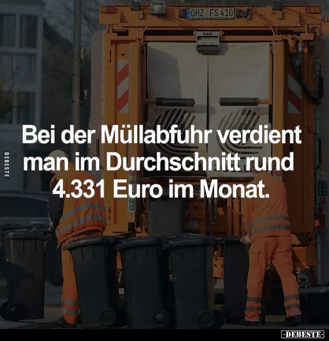 Bei der Müllabfuhr verdient man im Durchschnitt rund 4.331 Euro im Monat.