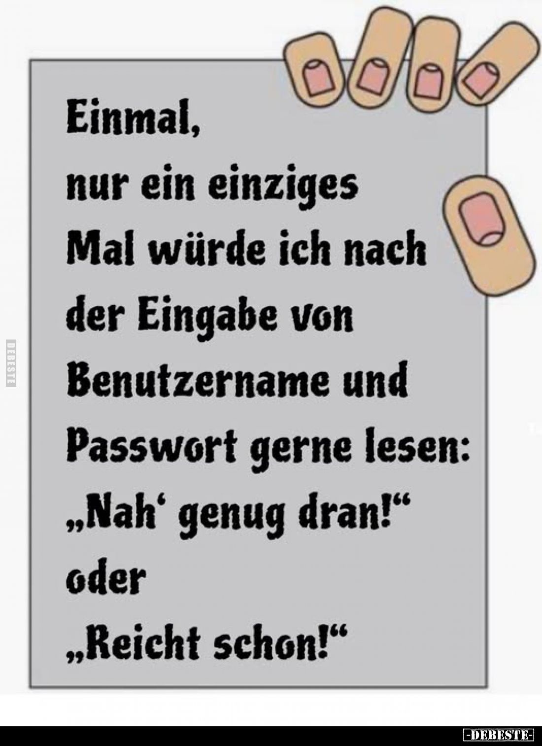 Einmal, nur ein einziges Mal würde ich nach der Eingabe von Benutzername und Passwort gerne lesen: „Nah' genug dran!" od...