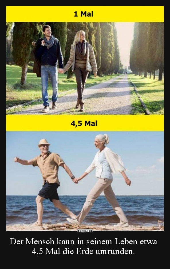 Der Mensch kann in seinem Leben etwa 4,5 Mal die Erde..