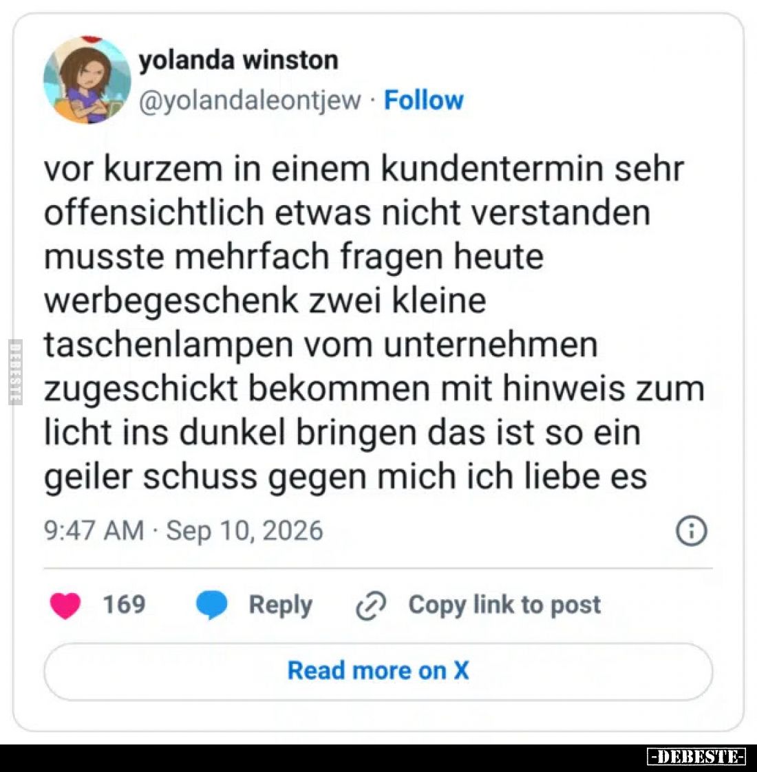 Vor kurzem in einem Kundentermin sehr offensichtlich etwas nicht verstanden
Musste mehrfach fragen heute werbegeschenk zwei ...