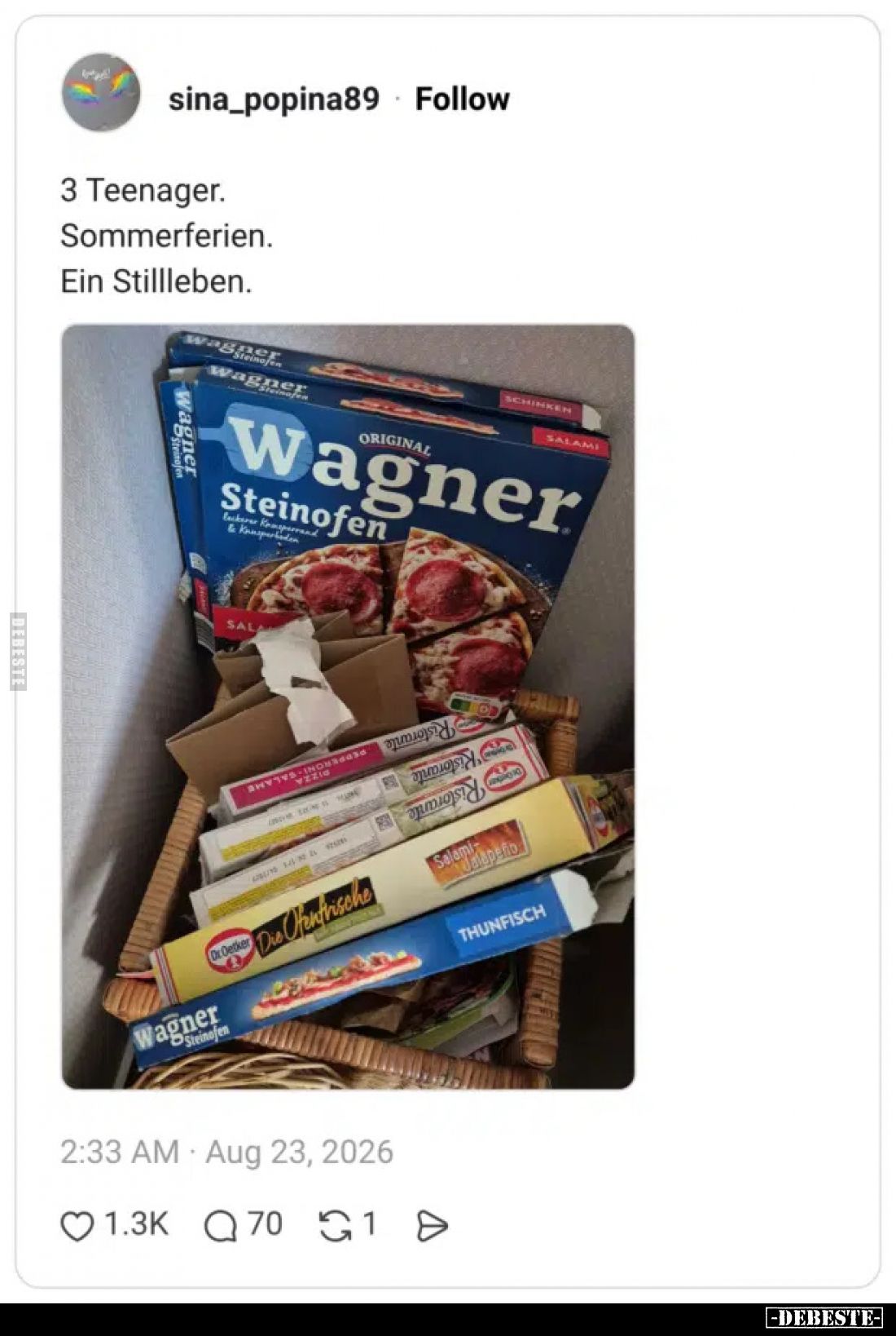 3 Teenager.
Sommerferien.
Ein Stillleben.