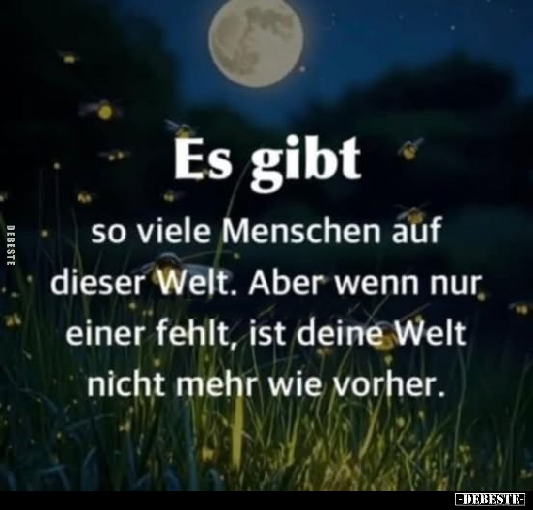 Es gibt so viele Menschen auf dieser Welt. Aber wenn nur einer fehlt, ist deine Welt nicht mehr wie vorher.