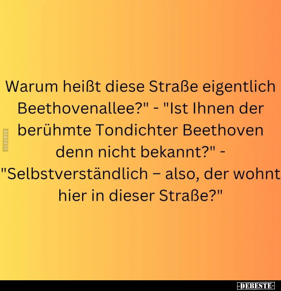Warum heißt diese Straße eigentlich Beethovenallee?".. - Lustige Bilder | DEBESTE.de