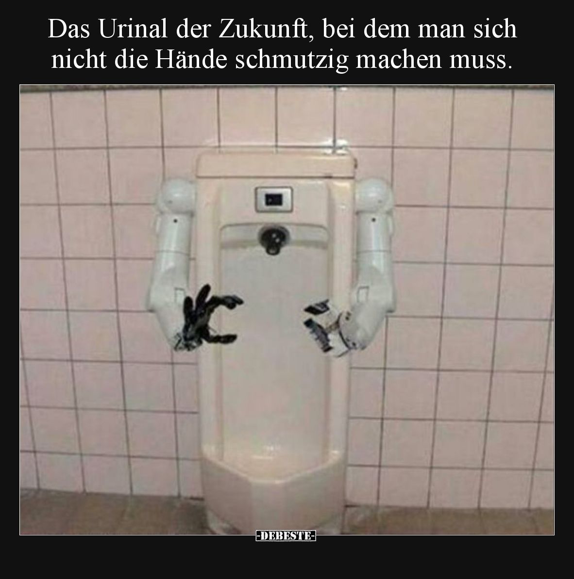 Das Urinal der Zukunft, bei dem man sich nicht die Hände schmutzig machen muss.