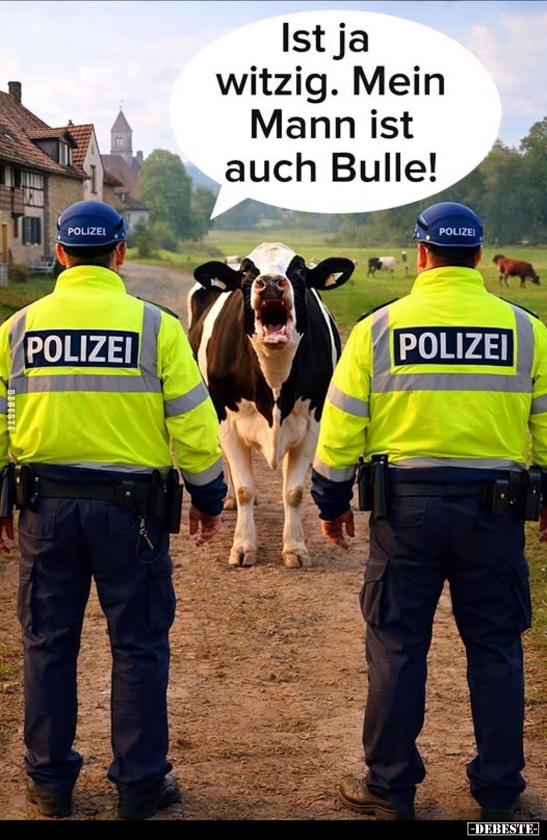 Ist ja witzig. Mein Mann ist auch Bulle!